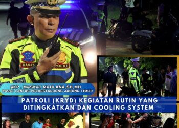 Tingkat Kan Kamtibmas, Polres Tanjabtimur Lakukan Patroli Malam