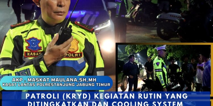 Tingkat Kan Kamtibmas, Polres Tanjabtimur Lakukan Patroli Malam