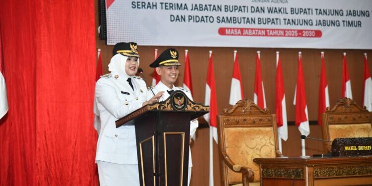 Pidato Pertama Hj.Dillah Hich dan Muslimin Tanja, Setelah Menjabat Orang Nomor 1 di tanjabtimur